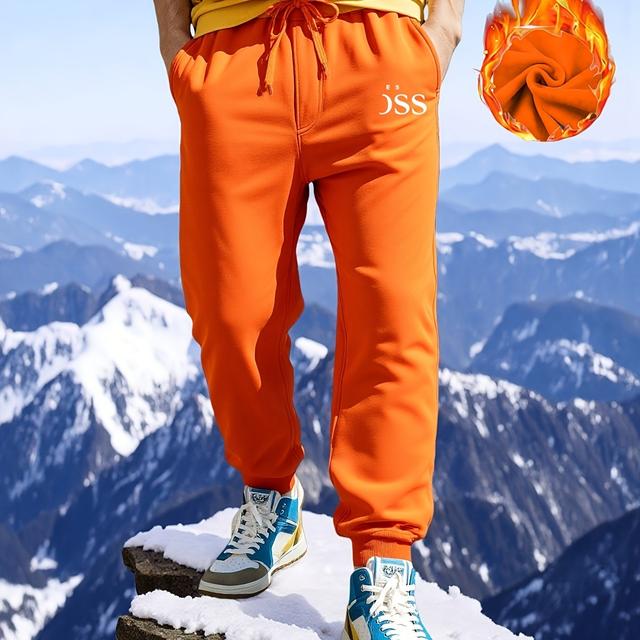 TEMU 2025 's Sports Sweatpants Winter Fleece Lined Thick Men's Casual Pants Loose Sports Pants Men's Trendy Trousers Warm And Comfortable