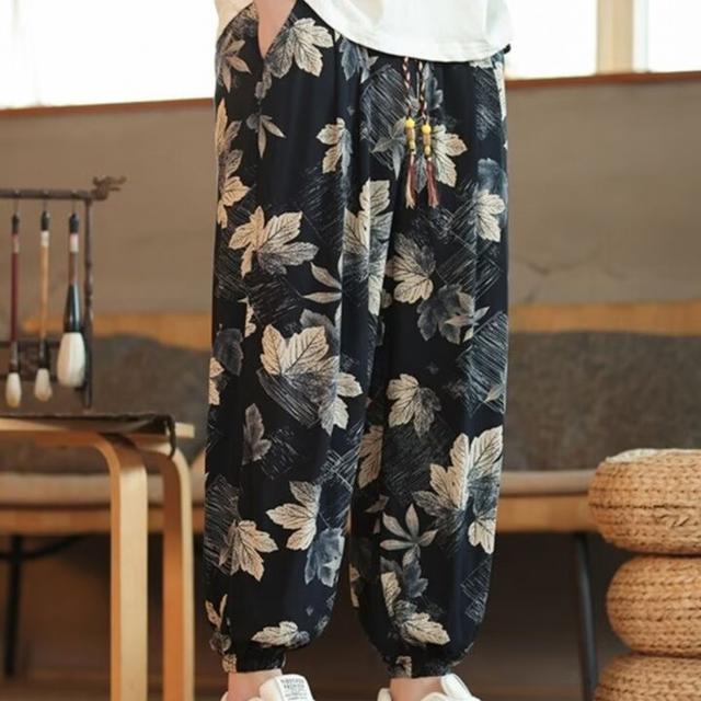 TEMU メンズ 2024 トレンディ ルーズストレートレッグ カジュアルパンツ - ハイウエスト ルプリント パンツ、香港スタイル オール快適 洗濯機対応 日常用 なデザイン 頑丈設計 ユニバーサルボトムス 若手向け