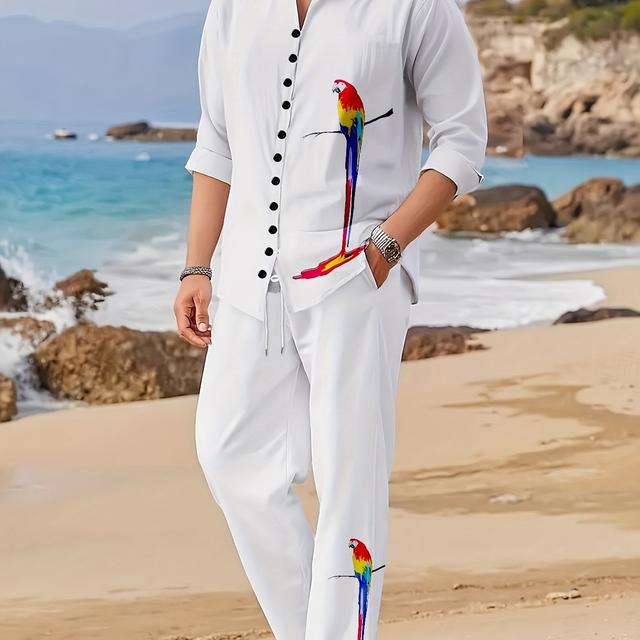 TEMU Men's Fashion Casual Collar Suit, Pattern, Texture, Non-stretch Polyester 100%, Regular Fit, For Party, Date, Daily, Home, All