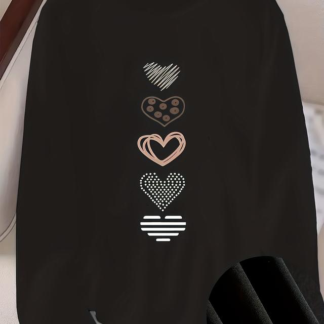 TEMU Talla Grande - Talla Grande - Camiseta de Larga Casual con Cuello y Estampado de de Talla Grande
