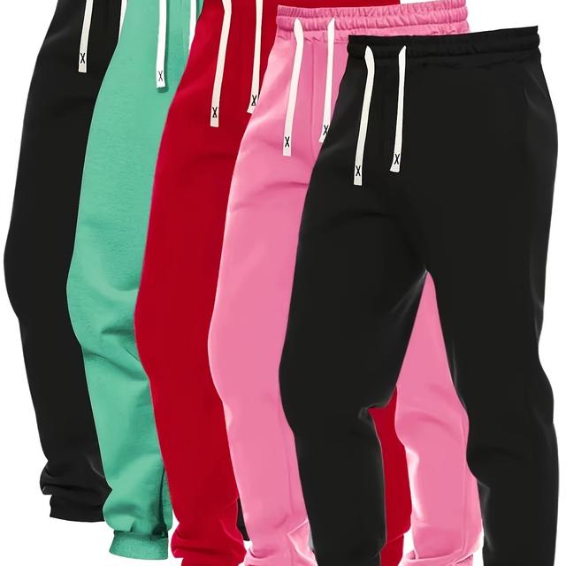 TEMU Five-pack Women's Loose Fit Sweatpants, Suitable For Winter And Autumn Running And Jogging Wl42
