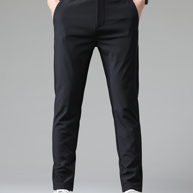 TEMU 2024 Årstider Lätta Affärsbyxor Slim Fit Stretch Casual Byxor Nya Rakben Byxor