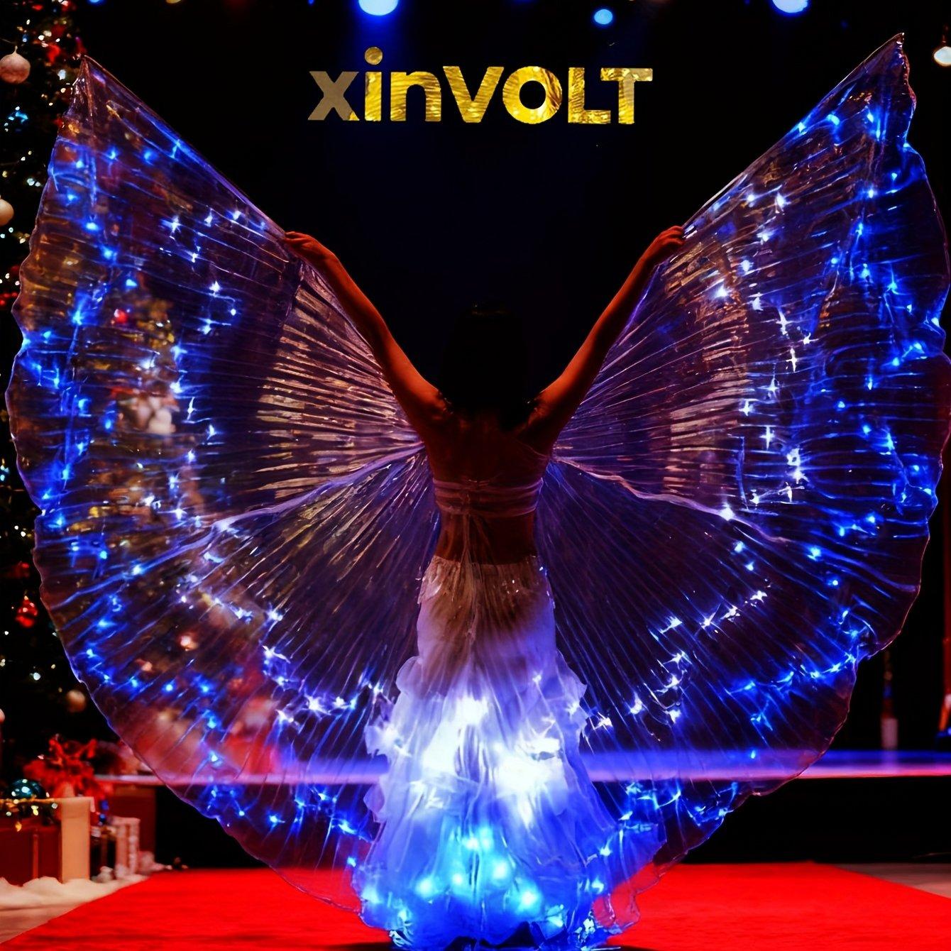 TEMU Capa LED con de iluminadas, capa de actuación azul, disfraz para festivales y , adecuada para navideñas. Pilas no incluidas.