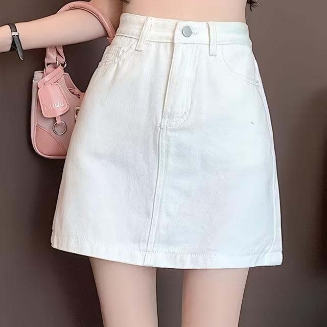 TEMU 大きいサイズ デニム スカート ショート丈 Aライン ミニスカ ゆったり 可愛い ミニ ジーンズスカート カジュアル 台形 短いスカート