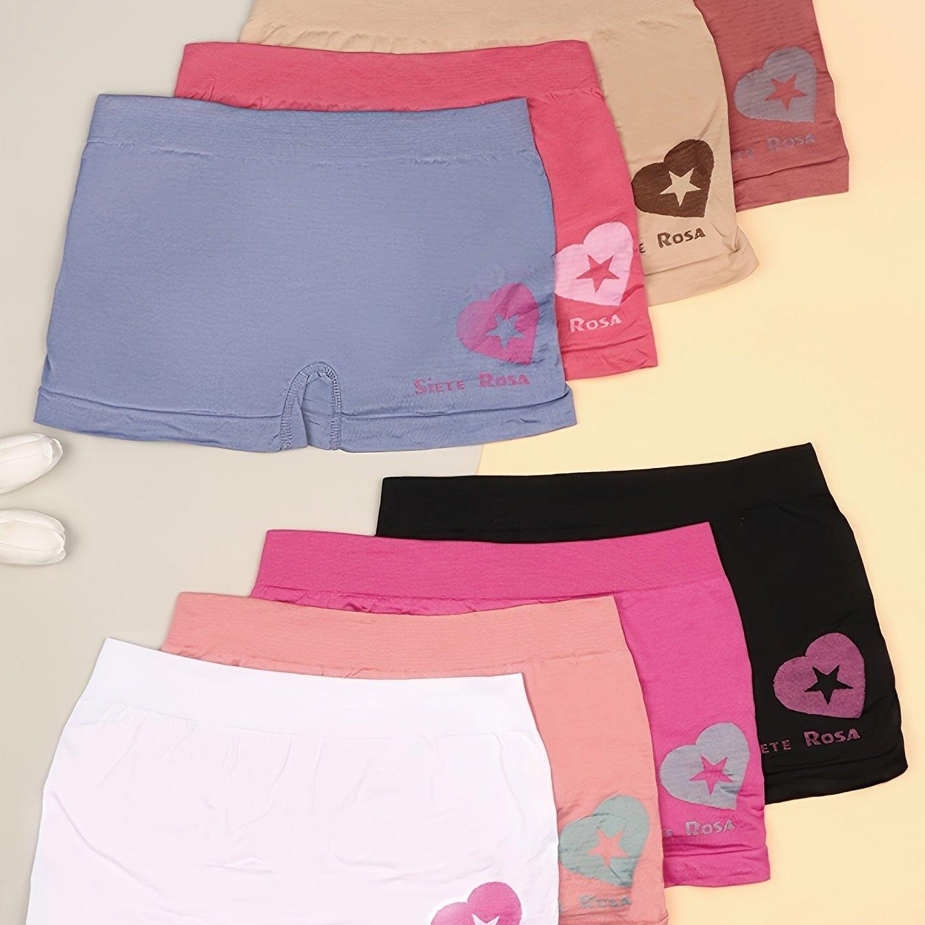 TEMU Pack de 8 bragas sin costuras con estampado de corazones, , cómodas, casuales y románticas para mujer, ideales para edades de 18 años