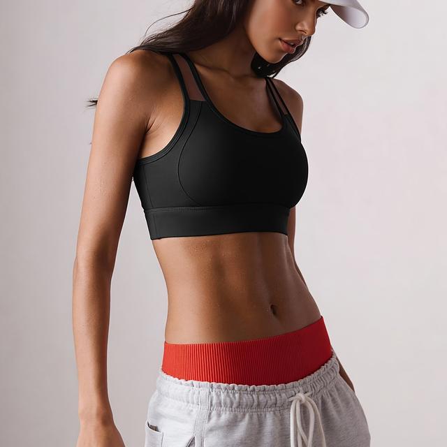 TEMU 1pc Of 2026 Spring/summer New Style Open-back Fashion Women's Sports Bra, Mesh Panel Breathable Sweat-wicking Design Women's Sports Top, Suitable For Gym Training And Running