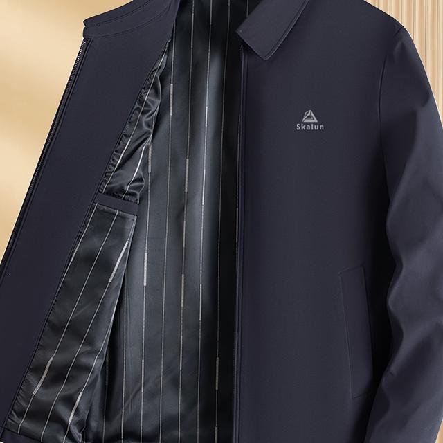 TEMU 남성용 경량 지퍼 재킷 - 캐주얼 솔리드 컬러 턴- 칼라, 봄 & 가을용 긴 소매 아우터웨어, 폴리에스터, 주말 캐주얼 웨어, 캐주얼 아우터웨어 | 현대 캐주얼 재킷 | 폴리에스터 재킷