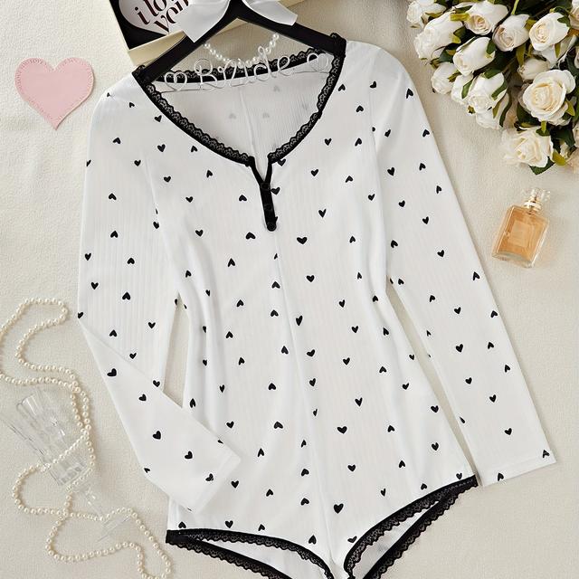 TEMU Print Long-sleeve Bodysuit Pajamas