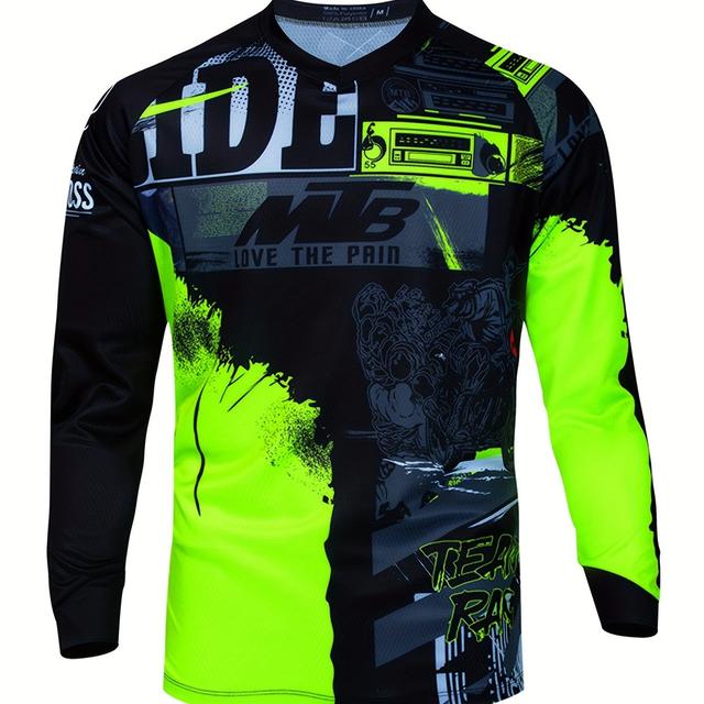 TEMU Downhill Jersey Motorcycle Quick Dry Mountain Bike T-shirt Long Sleeve Sports Shirt Polera Mtb Jersey Motocross Shirt Breathable