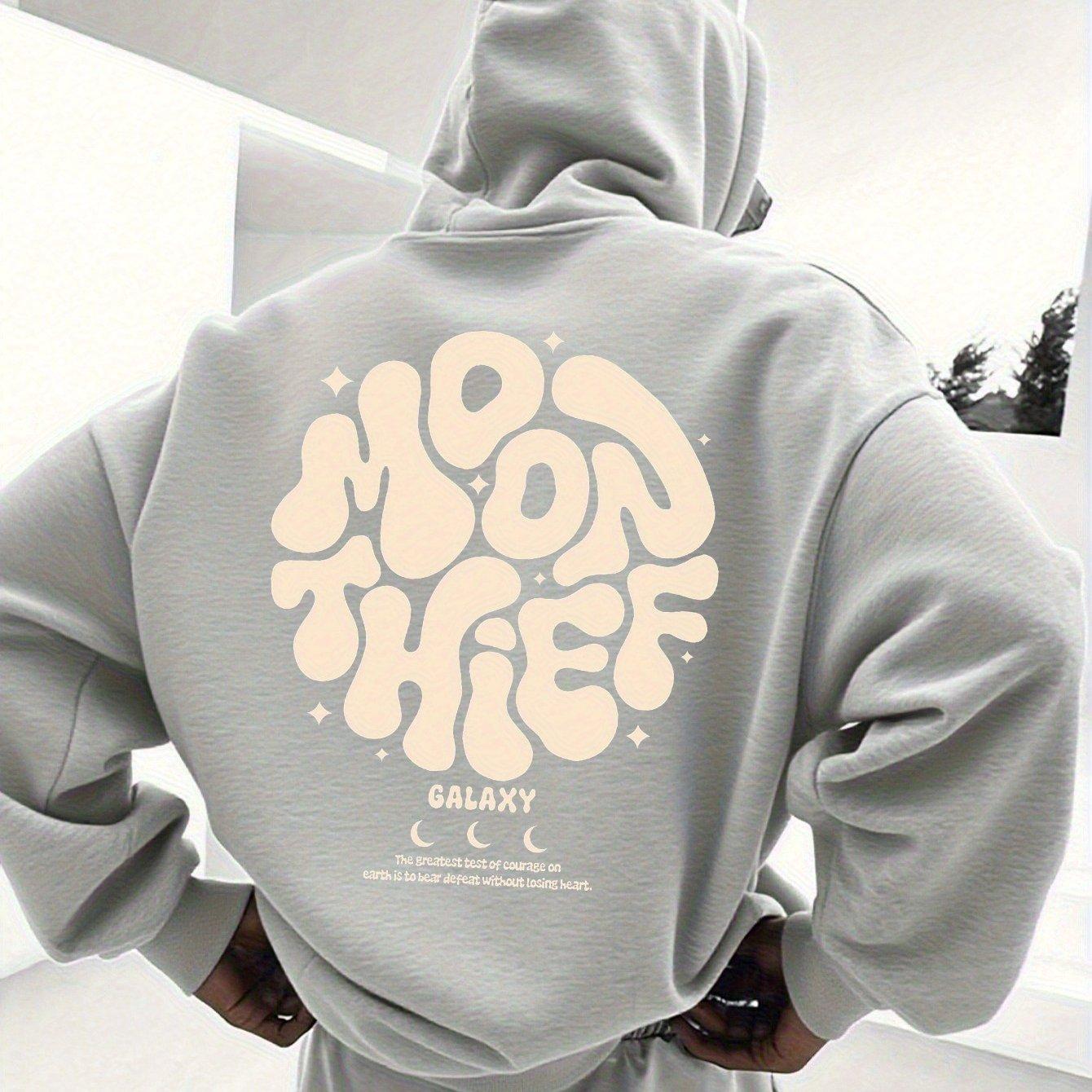 TEMU Men's Fall Winter Top Fashion Print Hooded Fleece Sweatshirt, Versatile Athletic Casual Loose Wide Hooded Sweater Xz037-s