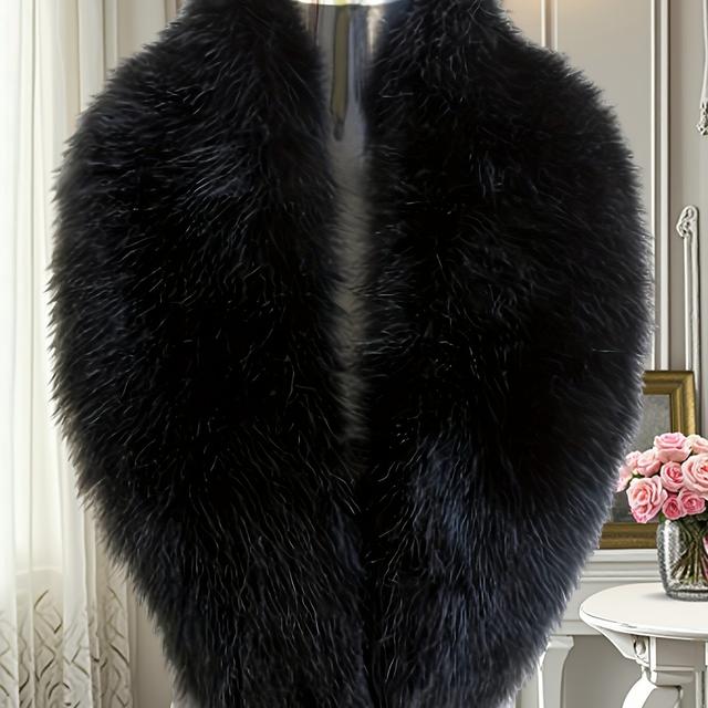 TEMU Plus Size, High-quality Faux Fur Artificial Fur Collar Elegant Windproof Warm Vest Shawl For Autumn And Winter