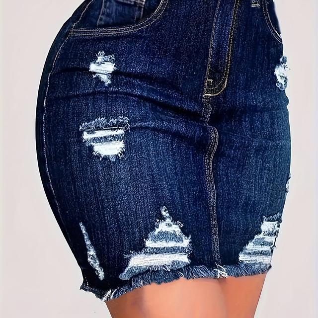 TEMU High Stretch Ripped Bodycon Rok | Casual Stijl, Kleur, Geschikt voor Lente/Zomer/Herfst