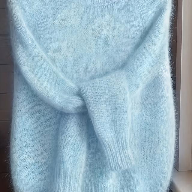 TEMU Qd1202086 Plush Soft And Elegant Raglan Sleeve Round Neck Pullover Sweater