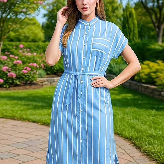 TEMU Plus Size - Plus Size - Plus Size Dames Casual Vakantie Off-Shoulder Korte Mouw Shirt Jurk