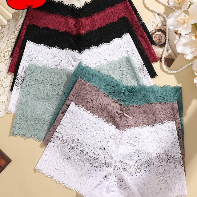TEMU 8pcs Set Of Full Lace 4 Pants, Lace Flower Printed Underwear, Sexy, Fashionable, Comfortable, Breathable And Underwear, Suitable For Daily Commuting, Women's Underwear And Underwear