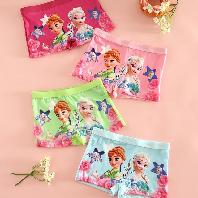 TEMU 4er-Set Disney Prinzessinnen Unterwäsche mit Elsa & Anna Motiven, aus atmungsaktivem & bequemem Material, weiche Boxershorts für Mädchen. Kinderunterwäsche | Mädchen Boxershorts