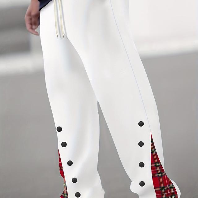 TEMU Pantalones Deportivos Casuales con Puños y Botones para Hombre, Estilo Moderno