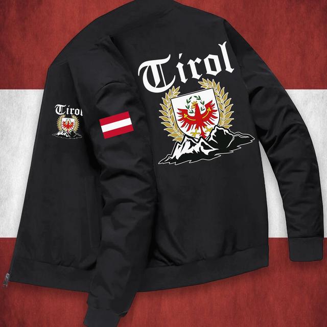 TEMU Modische Mehrfarbige Jacke mit Österreichischer Flagge | Hochwertige, Lässige Passform mit Baseballkragen, Reißverschluss, Ohne Futter, Geeignet für Herren