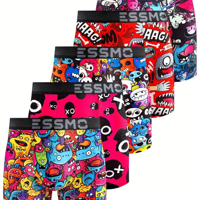 TEMU 5pcs Of Men's Long Boxer Briefs