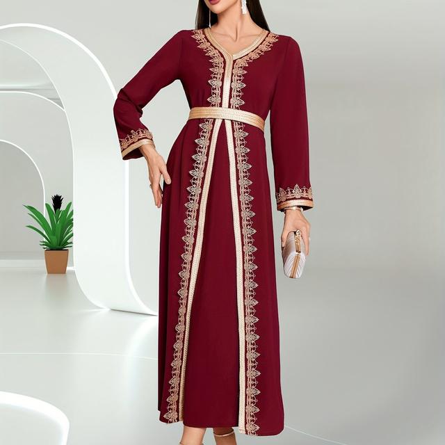 TEMU Robe pièces en fausse fourrure à manches longues avec ruban et strass cousus à .