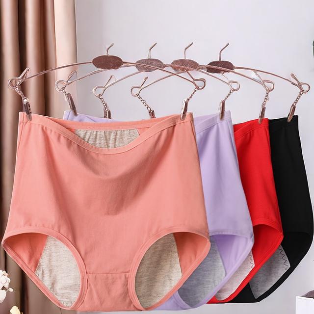 TEMU Set Of 4 Women's Period Underwear, High-waisted And Leak-proof For Menstrual Use, Comfortable Women's Briefs