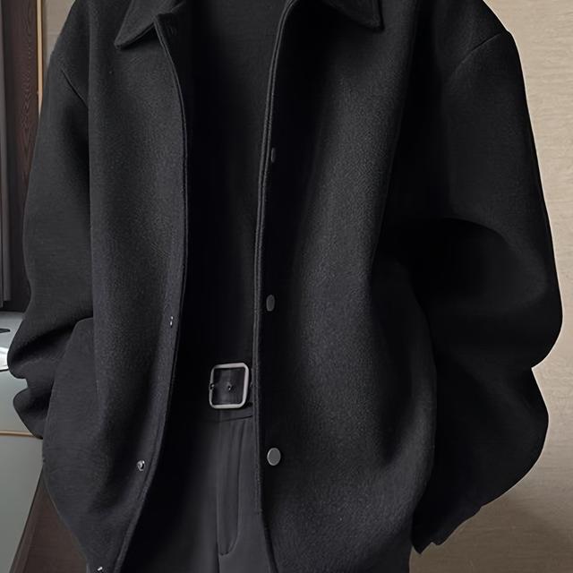 TEMU Chaqueta de hombre de color sólido con solapa y cremallera completa, ropa de abrigo gruesa de una marca moderna, versátil para varias ocasiones, una chaqueta Trachten para hombres