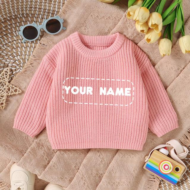 TEMU Customized Baby Gift, Hand Embroidered Letter Sweater
