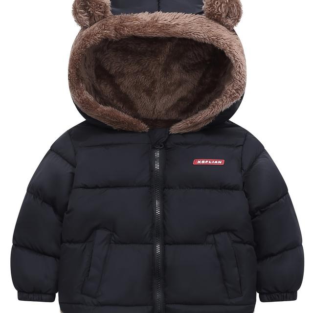 TEMU Winter Children Hooded Coat Padded Lightweight Warm Jacket Cute Hooded Coat Filled With Polyester Fiber.