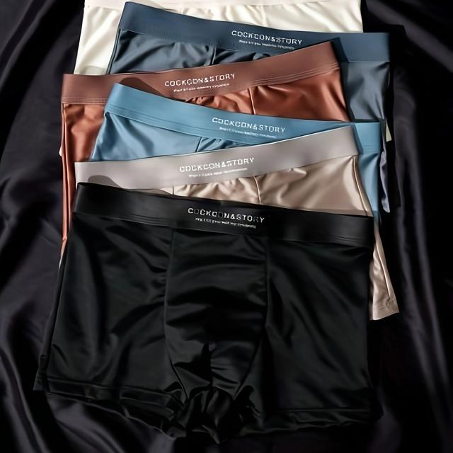 TEMU 6er-Pack Herren Ice Fiber Boxer Briefs - Atmungsaktiv, Bequem, Dünn & Stilvolles Unterwäsche mit Elastischem Bund, Mittelstreckender Stoff, Einfarbiges Design für den