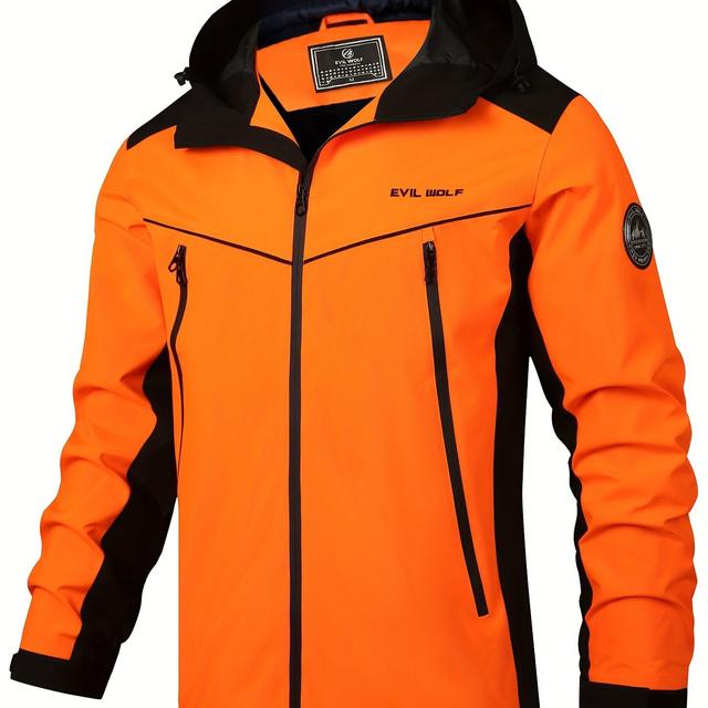 TEMU Colorful Men's Hooded Jacket, Spring And Autumn Outdoor Hiking, Camping, And Mountain Climbing.