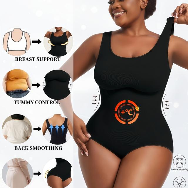 TEMU 1 szt. Damskie bezszwowe body plus size | Kontrola brzucha, podnoszenie bioder, pełna podpora całego ciała, modny jednolity , do noszenia o każdej roku