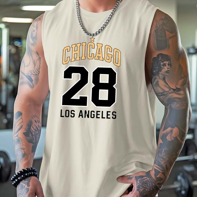 TEMU Regata Masculina de Basquete Chicago 28 Los Angeles - , Secagem Rápida, Colete Atlético Sem para Fitness e Streetwear no Verão, Preto com Estampa , , Estilo Casual, Roupa | Tamanho Grande