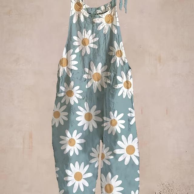 TEMU Plus Size, Plus Size Women's Spring/summer New Chrysanthemum Floral Print Suspender Overalls