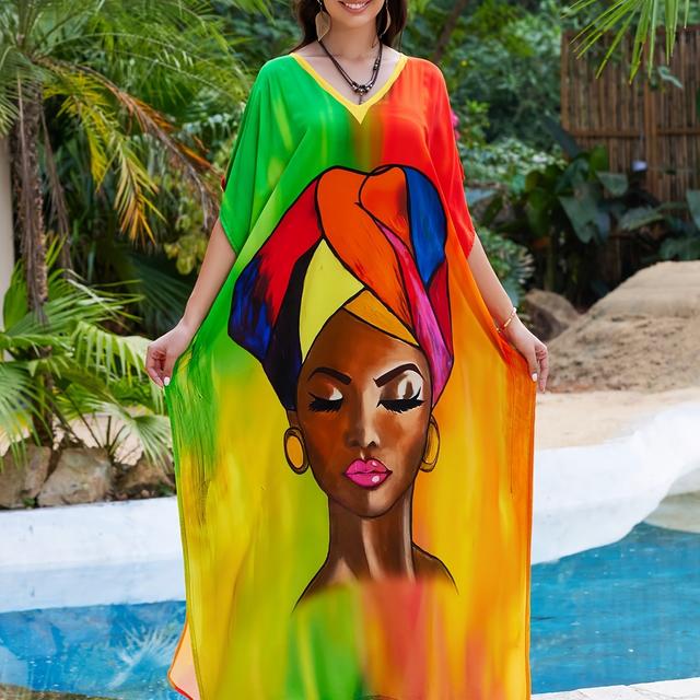 TEMU Robe de Praia Estampada para Mulheres - Capa de Banho e Jaqueta Envolvente para Biquíni