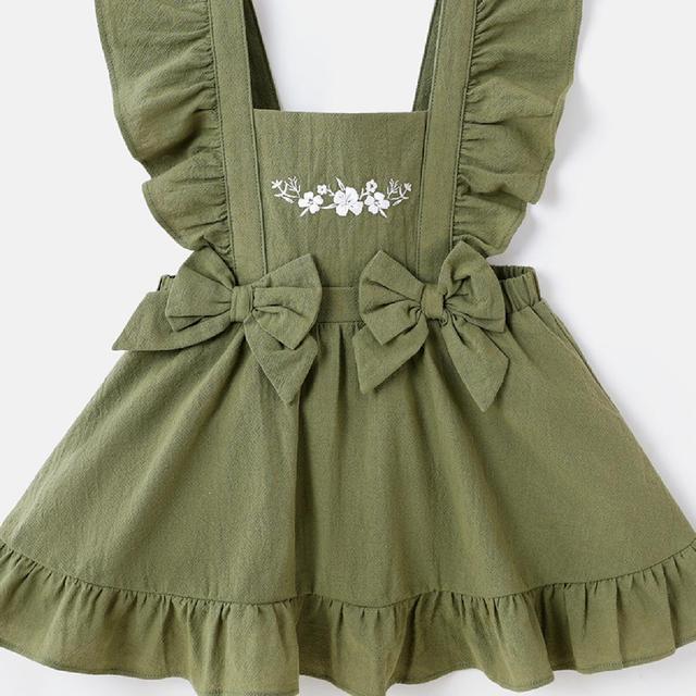 TEMU فستان بات بات القطني 100% للأطفال البنات، فساتين ذو أكمام طويلة، تصميم فرونتية برشاقة وكشاكش، مناسب للمناسبات الخاصة والجلسات التصويرية، غير قابل للتمدد، يُغسل باليد