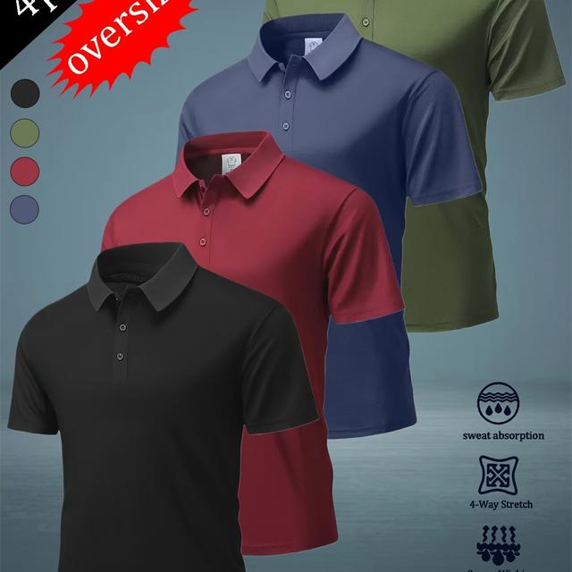 TEMU A 4pcs Set Of Men's Oversized Stylish Shirts - Comfortable Short Sleeves, Breathable Fabric, Available In , Featuring A Fashionable Tie Button, Business, Travel, Work, Dating, And