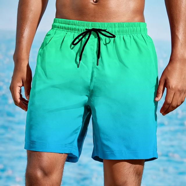 TEMU Strandshorts Für Herren, Schnell Trocknende Ombre-Shorts Mit Kordelzug, Leichte Shorts Für Sommer Strand Urlaub