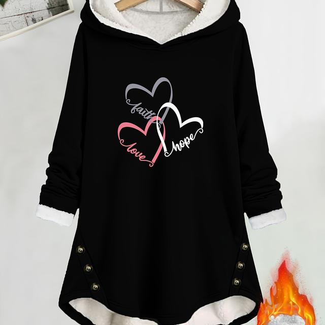 TEMU 신상 가을 겨울 패션 후드 스웨트셔츠, 다용도 탑, 스타일리시 패턴 프린트, 편안한 폴리에스터 풀오버 스웨트셔츠