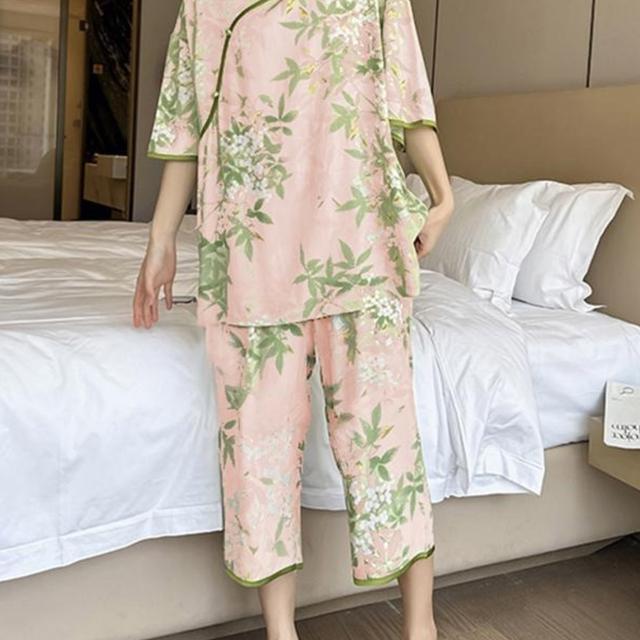 TEMU YUN Wei-150Kg 大型サイズ MM 国際スタイル印刷 薄い半袖パンツ ルーズカジュアルラウンジウェア 2ピーススーツ 女性用