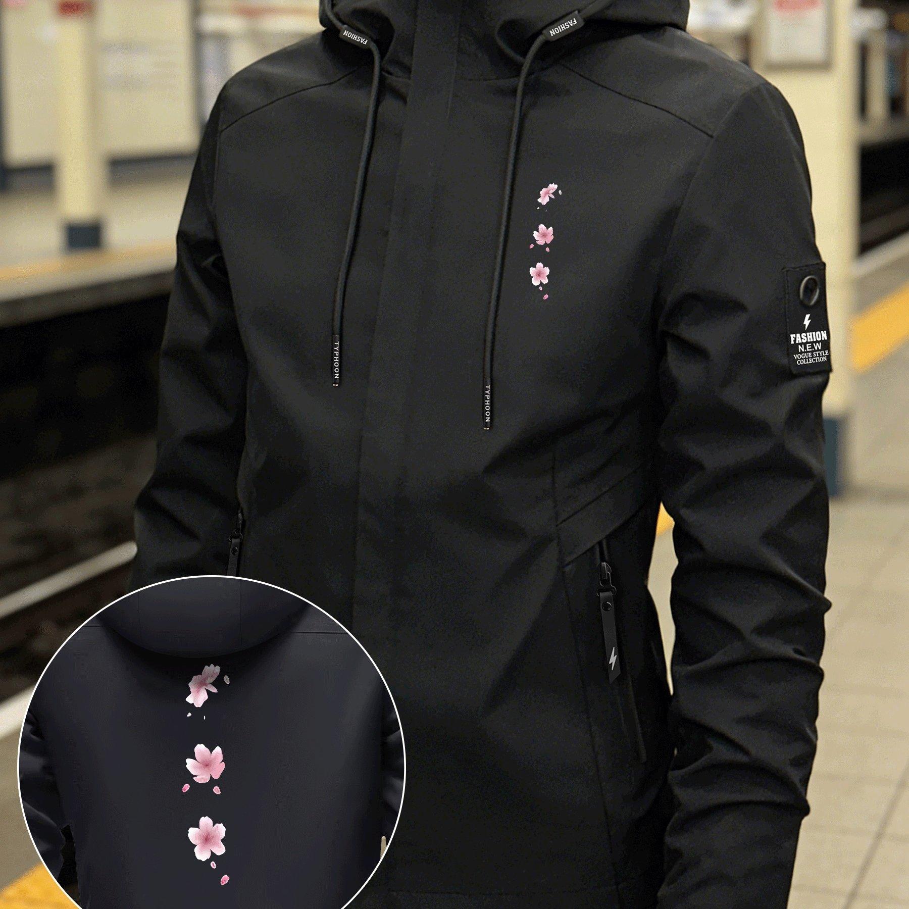 TEMU Chaqueta cortavientos ligera con estampado estético de cayendo, estilo japonés y viento, de abrigo , casual y de moda para mujer