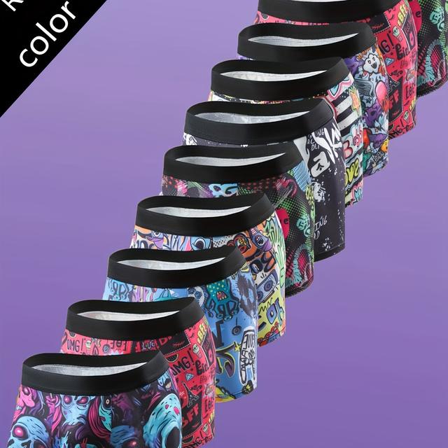 TEMU A Random Pc Of 's Boxer Shorts - Made From Comfortable With Elastic Fibers, Featuring And Floral Patterns, Breathable And Stretchy, Machine Washable - A Stylish Gift For Ramadan In East