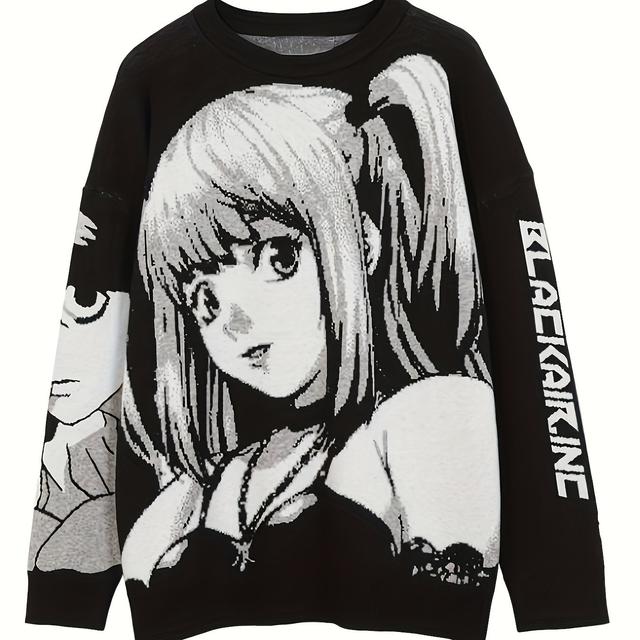 TEMU Anime Pattern Crew Neck Sweater, Casual Long Sleeve Sweater For Fall & Winter, Women's Clothing
