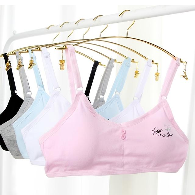 TEMU 6 Pack Big Girls Bra Flex Fit Seamless For Girl Teens With Adjustable Straps, Pull-on Design Sports Training Bra, For Teenager