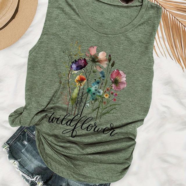 TEMU Grafikdruck Tanktop, Ärmelloses Freizeitoberteil für Sommer & Frühling, Damenbekleidung