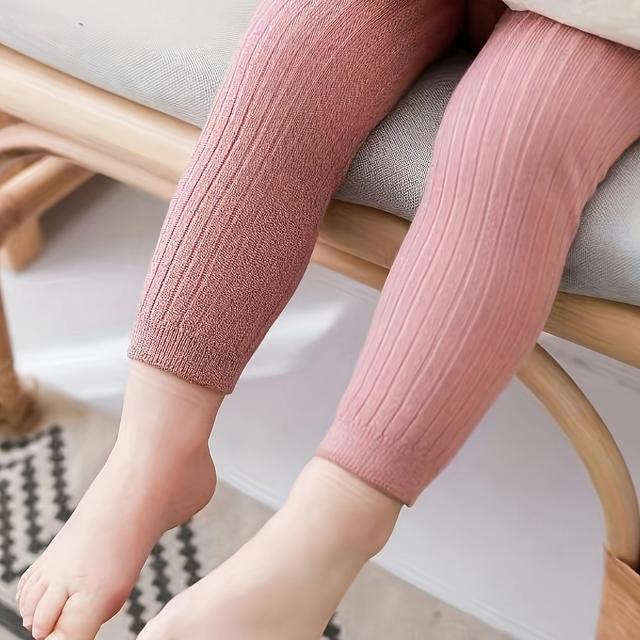 TEMU Spring/autumn Children's Five-color Knit Leggings Ankle Pants With Vertical Stripes, Fashionable And Versatile