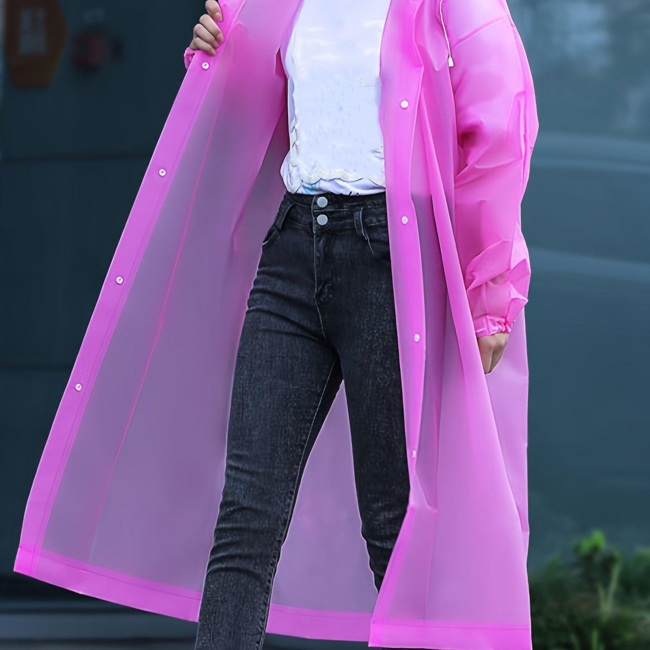 TEMU 1pc Of Pink Thickened Adult Rain Jacket, Windproof And Eva Thickened Full Body Raincoat, Travel, Outdoor Cycling, Portable Raincoat, Mouth, Hiking, Portable Adult Women's Raincoat