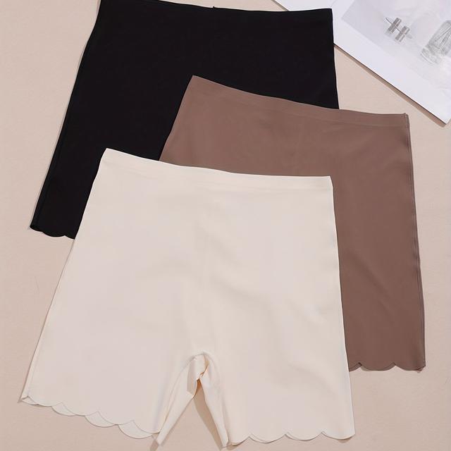 TEMU A Set Of 3 Women's Comfortable Elastic Hipster Panties, Made Of Solid-colored Fabric, Featuring A , Suitable For Women's Underwear