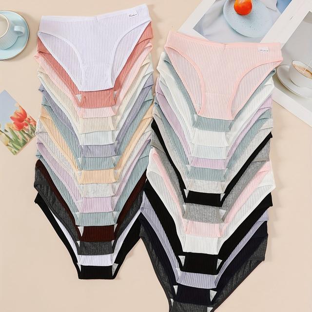 TEMU Paquete de 30 bragas triangulares de tiro medio para mujer, sexy, sin costuras realzan los glúteos