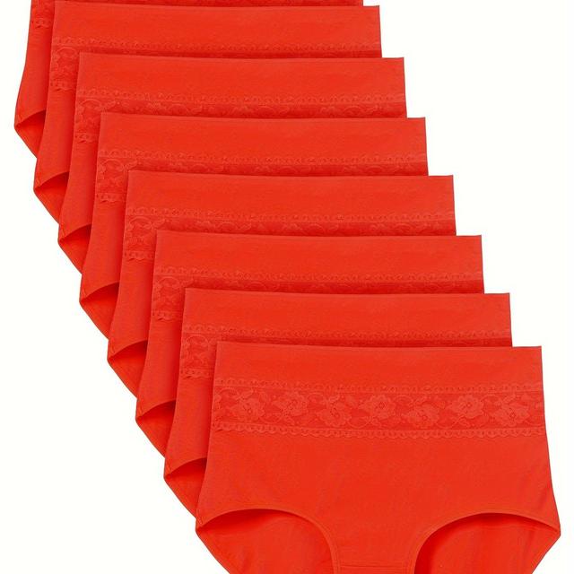 TEMU Dames High-Waisted Shaping Slip, Rose Jacquard, Plus Size, Pak van 8