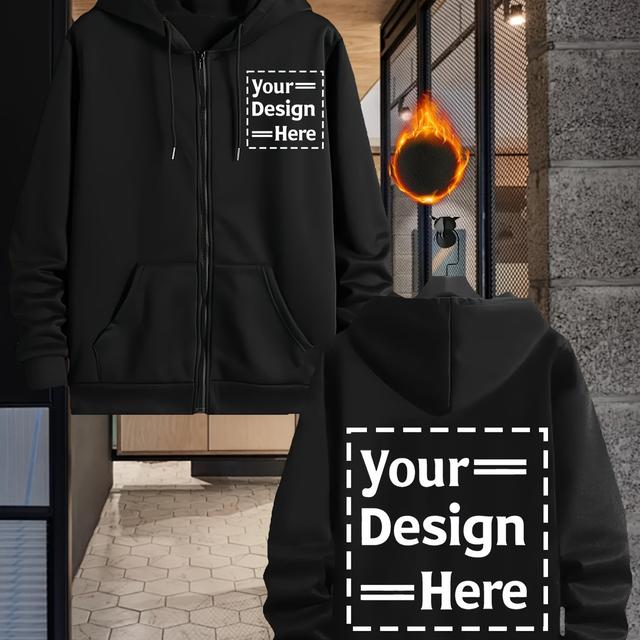 TEMU Men's & Women' Custom Print Fleece Hoodie With Zipper & Kangaroo - Casual Wear, Couples, Valentine's Day & Birthday Gifts, 2025 Trend, Casual Wear Hoodie | Customizable Hoodie | Zippered Hoodie